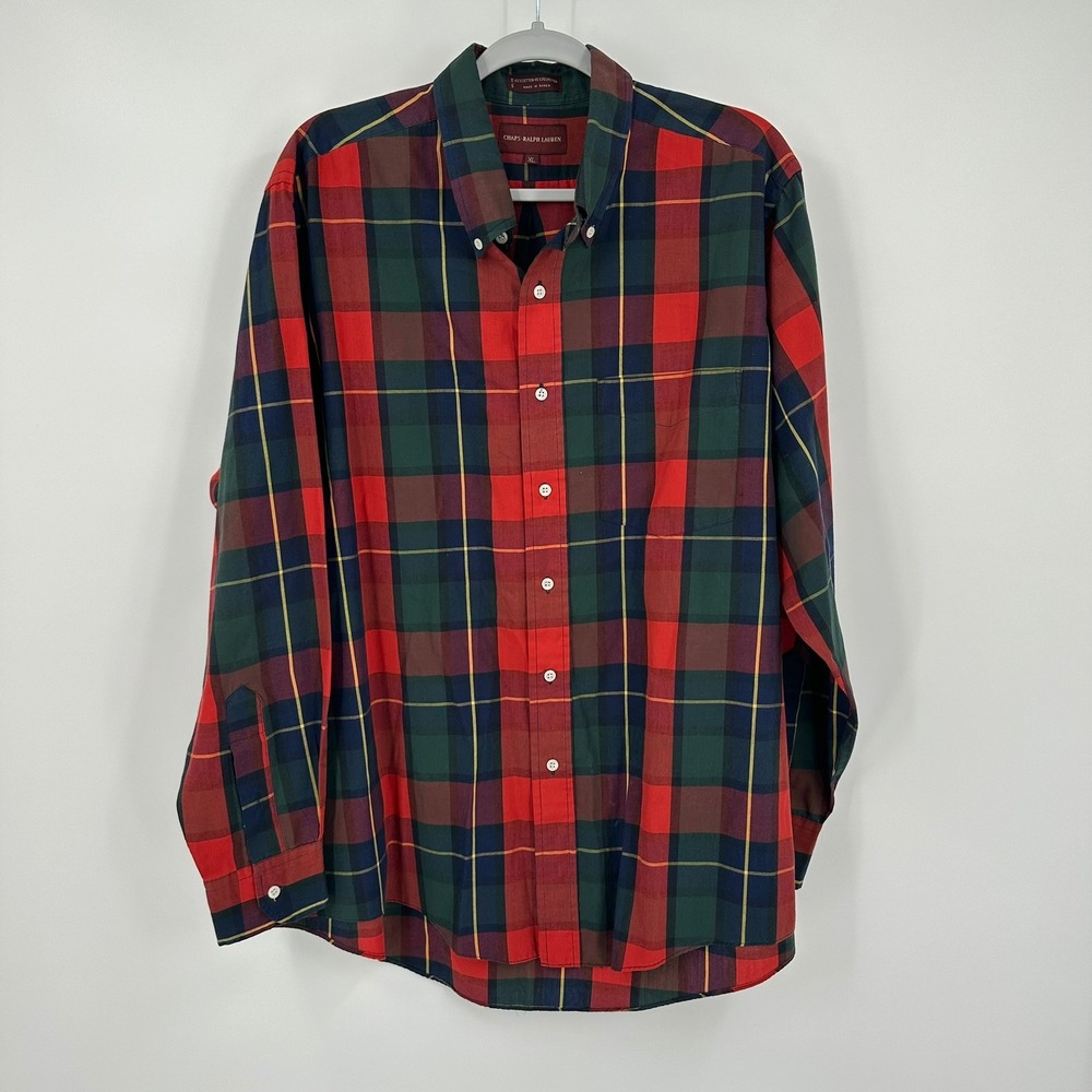 Chaps Ralph Lauren Mens Preppy Plaid Button Down Shirt Size XL Lumberjack 90s